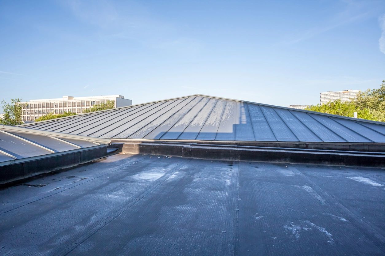 Modern metal standing-seam roofing